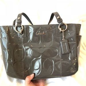 COACH Gray Patent Leather Signature